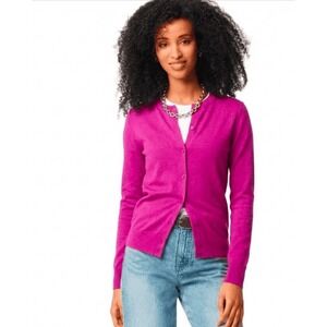 J.Crew Womens XXS Magenta Berry Classic Cardigan 100% Cotton Button Front